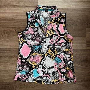 Jamie Sadock Sleeveless Golf Top Women’s Size M Snake Print Quarter Zip
